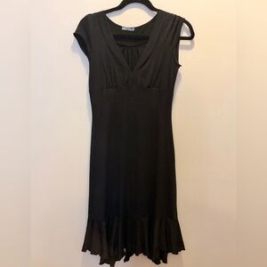 Black Cap Sleeve Rayon Cotton Dress